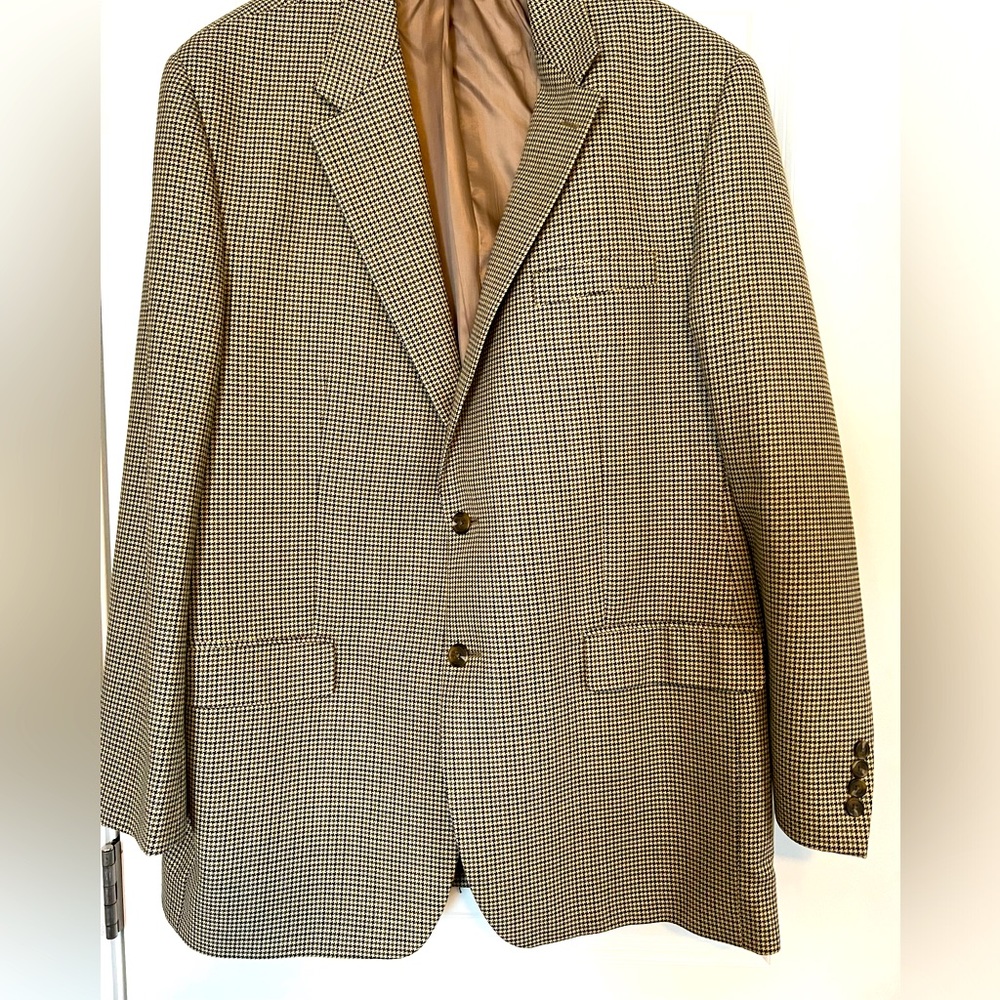 Ralph Lauren Men’s Brown Houndstooth Blazer/Sport Coat Sz 44L